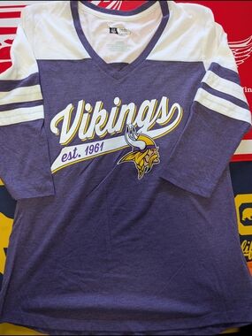 NFL Vikings Purple White  Short Sleeve Tee
